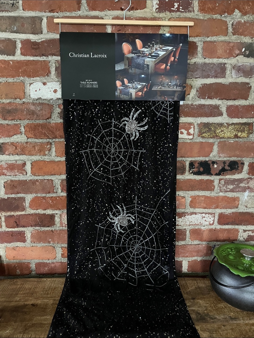 Christian Lacroix Black and Silver Spider Web Table Runner